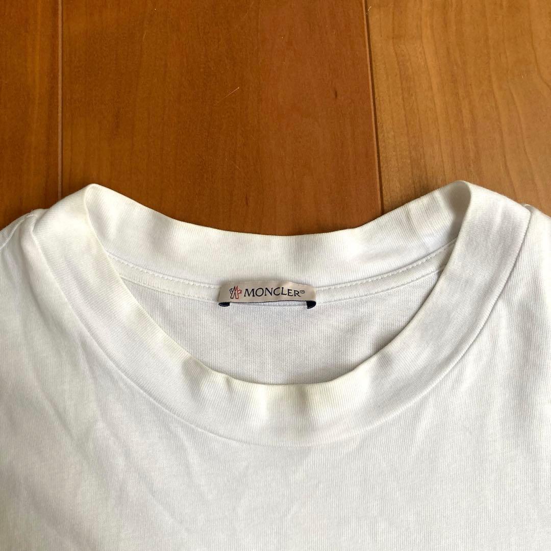 MONCLER BIG ロゴ ロンTシャツ ホワイト 長袖　綿100%