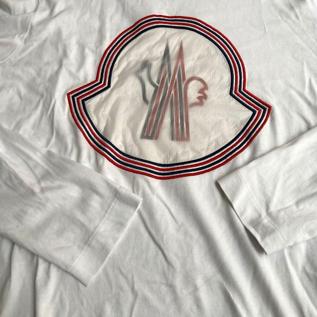 MONCLER BIG ロゴ ロンTシャツ ホワイト 長袖　綿100%