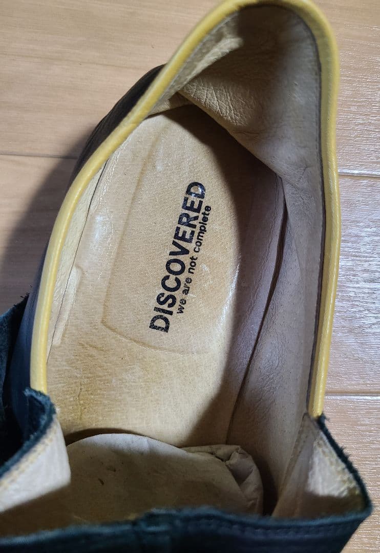 DIScovered 黒レザー ローファー 編み込みデザイン(サンダル履き可能)