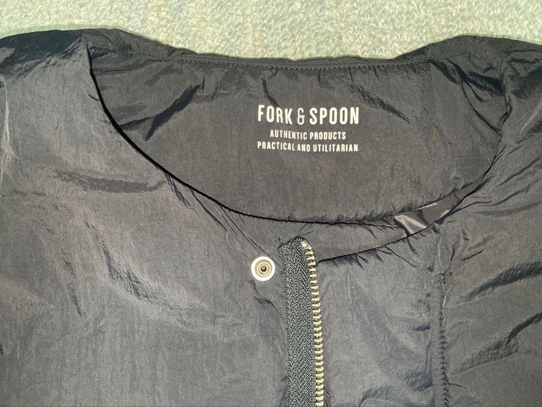 FORK&SPOON　SORONAノーカラーコート　ブラック