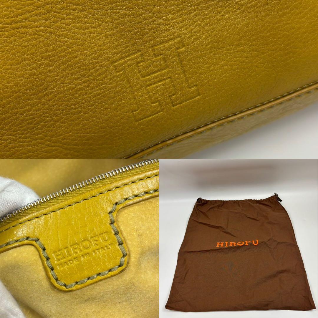 希少カラー　ヒロフ デュオ2way ハンドバッグ　ロゴ型押しA4収納可　イエロー