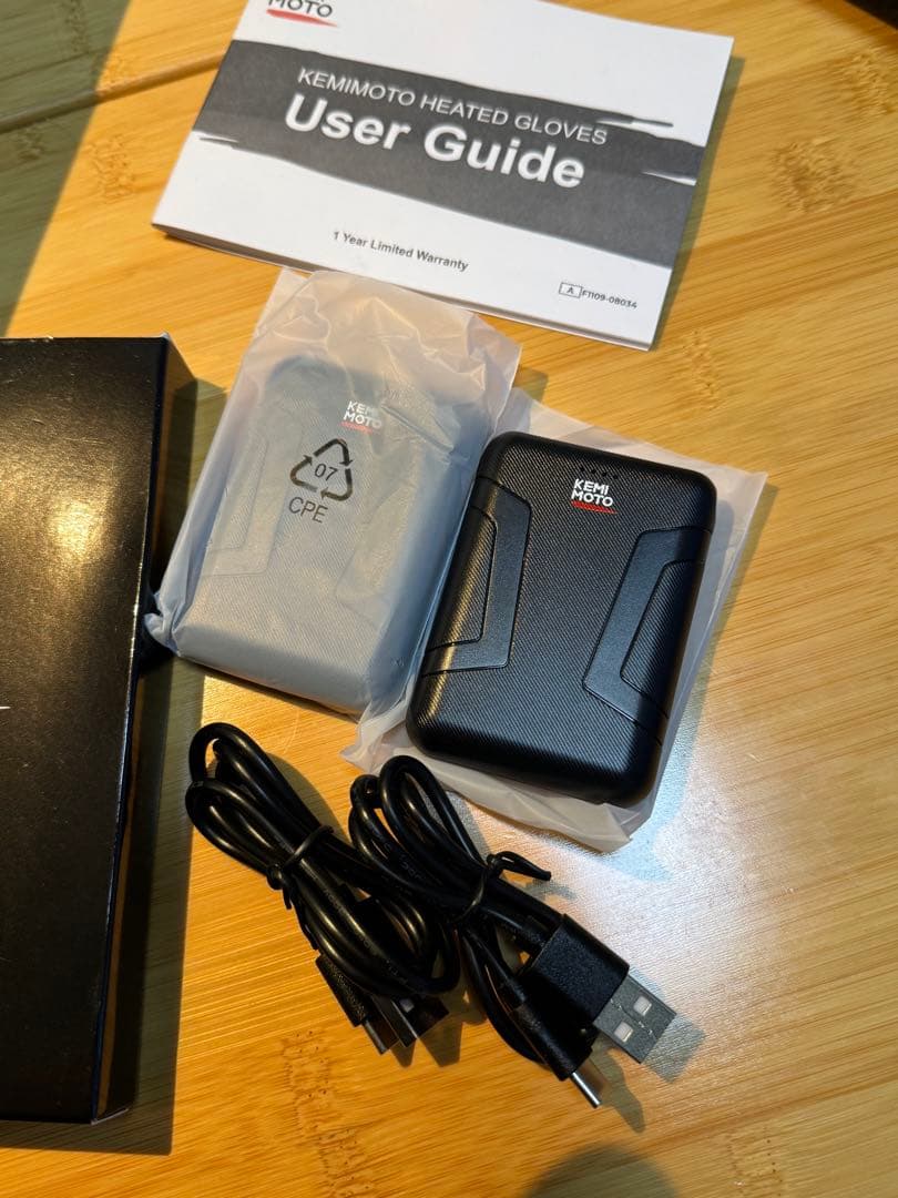 【ほぼ新品】KEMIMOTO 電熱グローブ XL バイク用 USBバッテリー付属