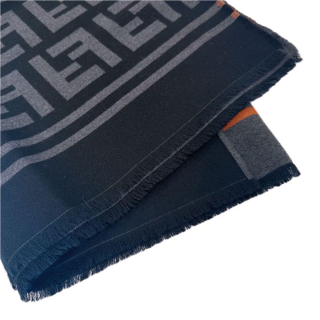 フェンディ FENDI ズッカ柄 ポンチョ ストール ケープ グレー ブラック