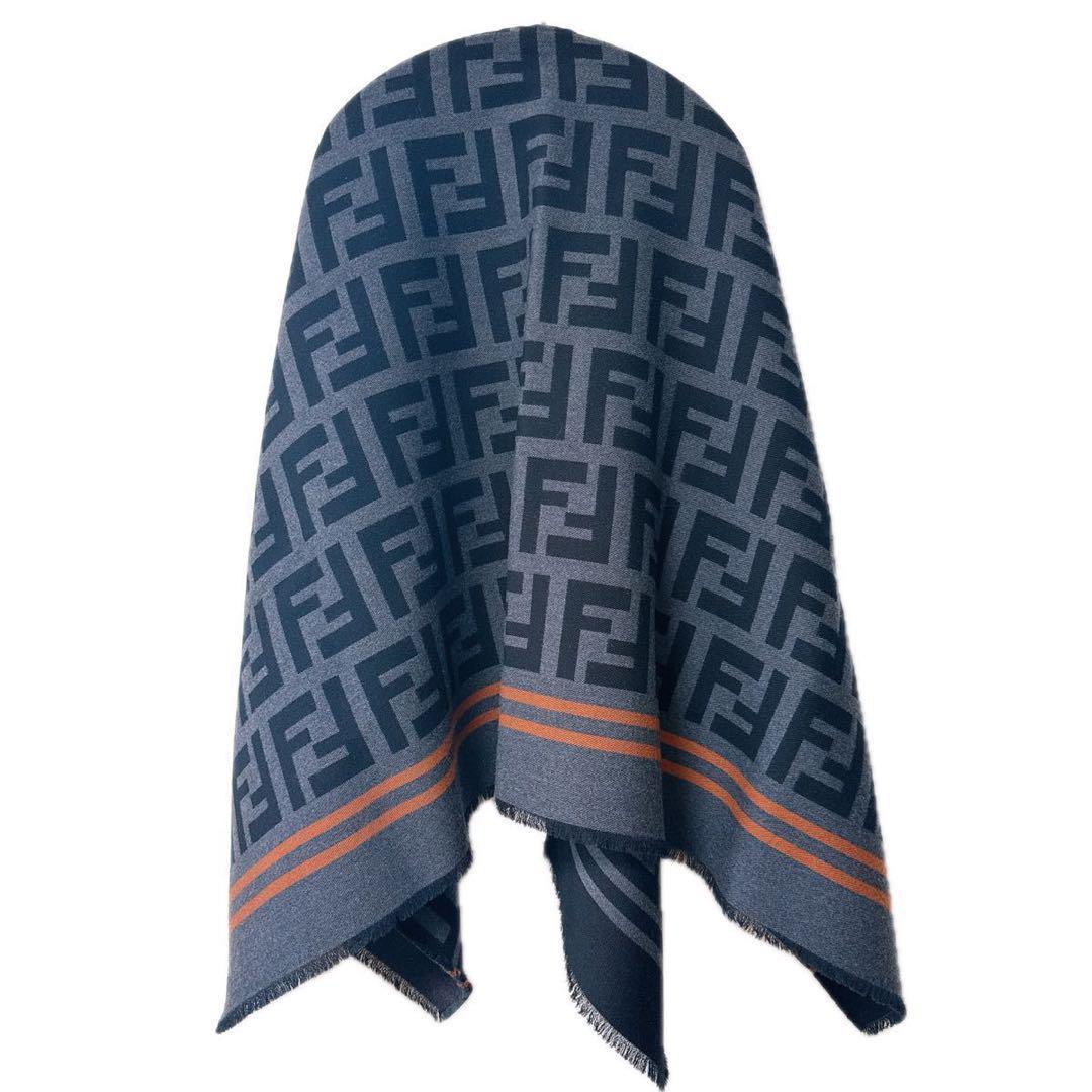 フェンディ FENDI ズッカ柄 ポンチョ ストール ケープ グレー ブラック
