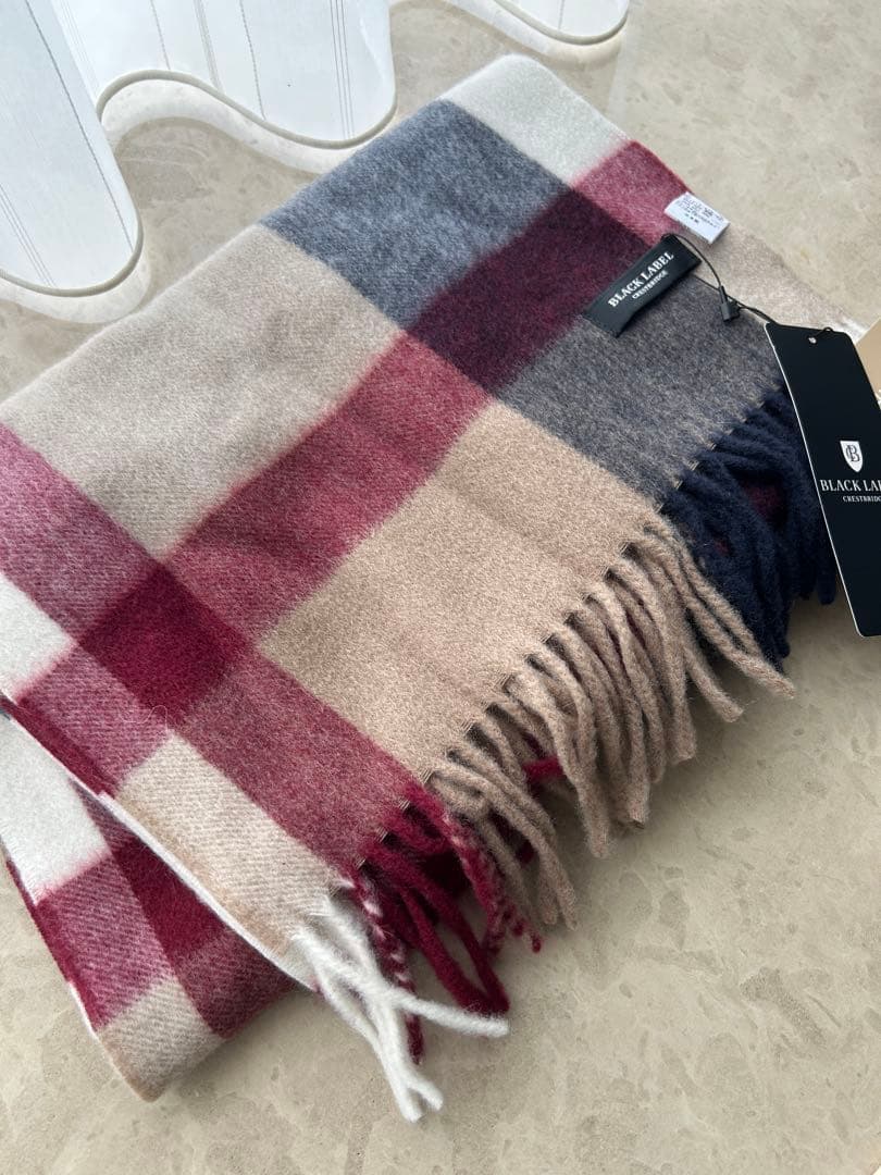 【新品タグ付】BLACK LABEL カシミヤ100% チェックマフラー
