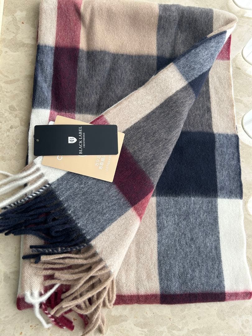 【新品タグ付】BLACK LABEL カシミヤ100% チェックマフラー