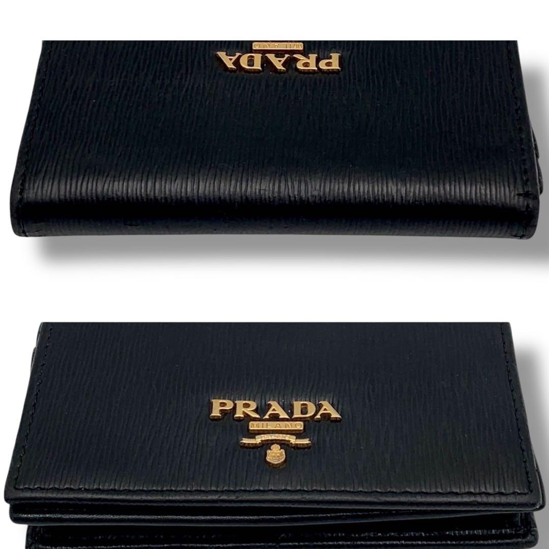 美品✨プラダ カードケース 名刺入れ サフィアーノレザー ゴールドロゴ ブラック