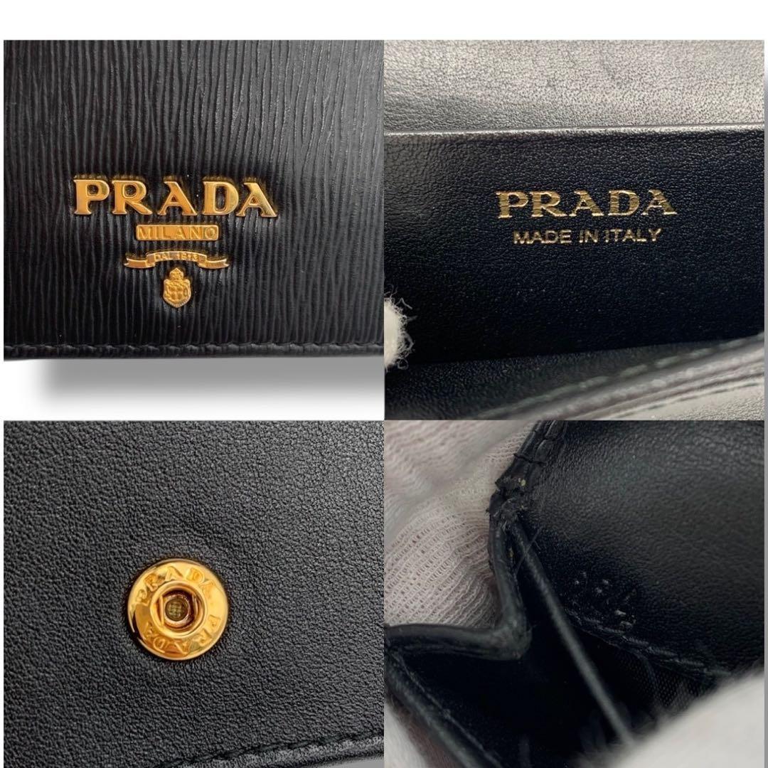 美品✨プラダ カードケース 名刺入れ サフィアーノレザー ゴールドロゴ ブラック