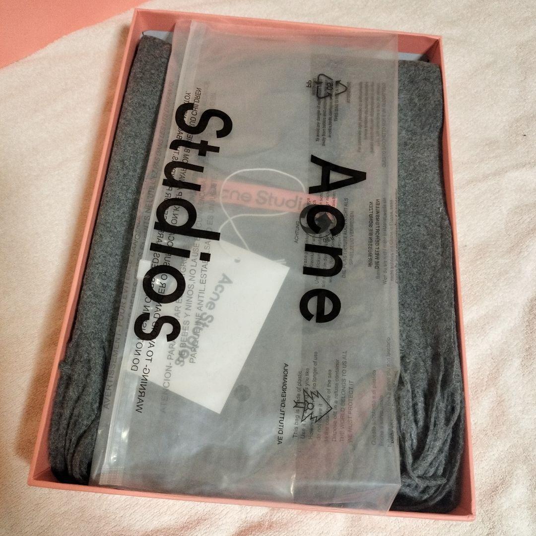 男女兼用　Acne Studios 　ダークグレーマフラー フリンジスカーフ