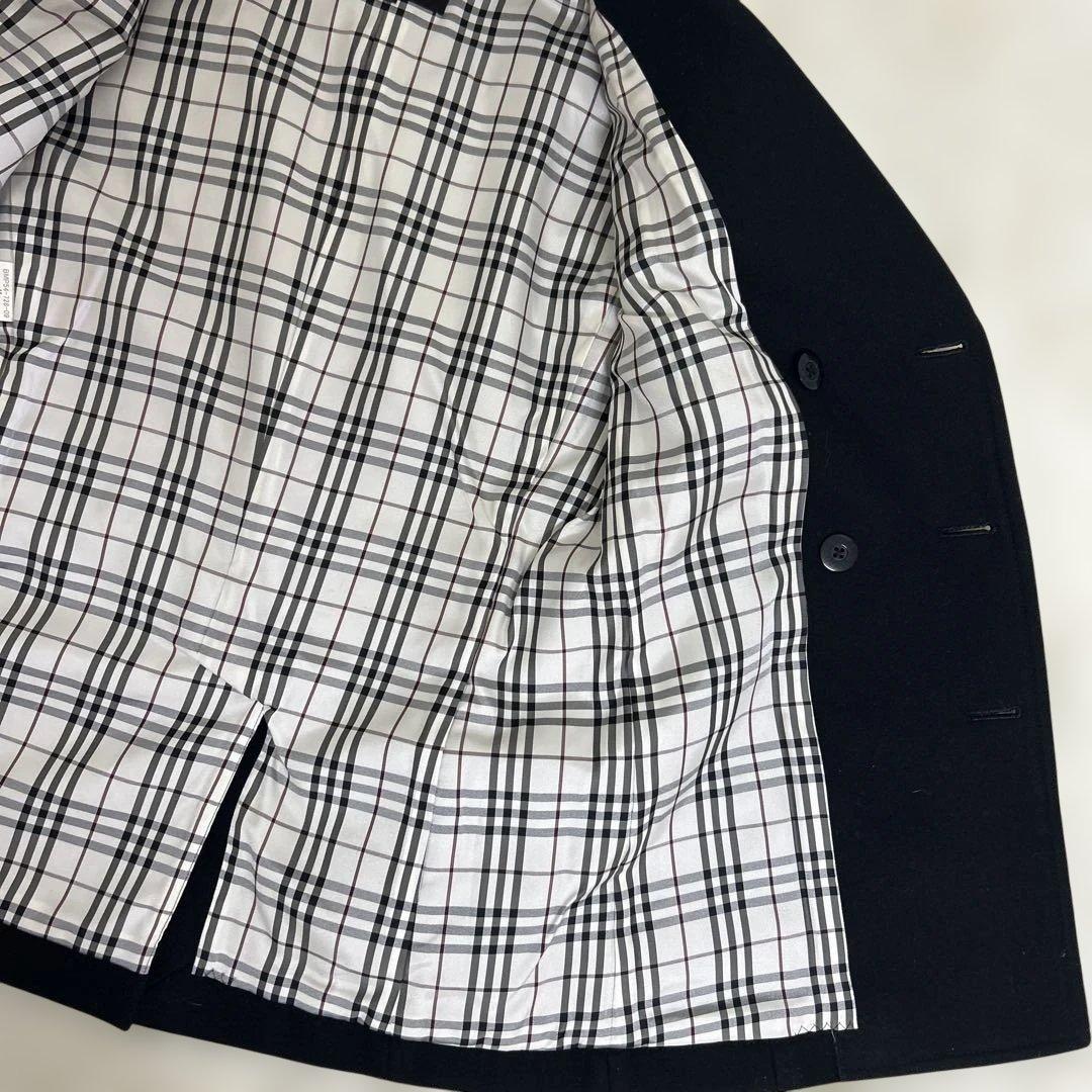 極美品　バーバリー　ブラックレーベル Pコート　ノバチェック　ブラック　ダブル