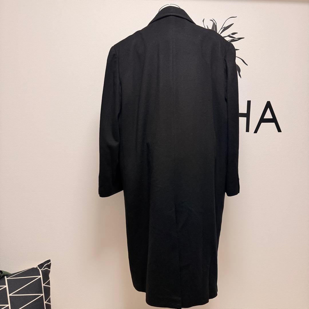 美品　100%カシミア　ブラック ダブルブレスト ロングコート