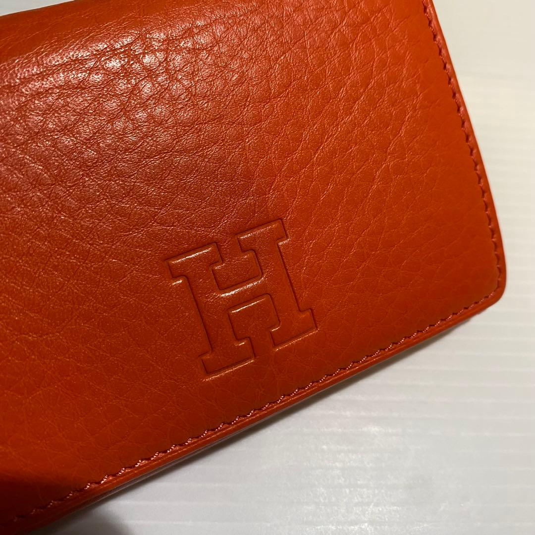 【極美品】HIROFU　3つ折財布　オレンジ シボ革　レザー