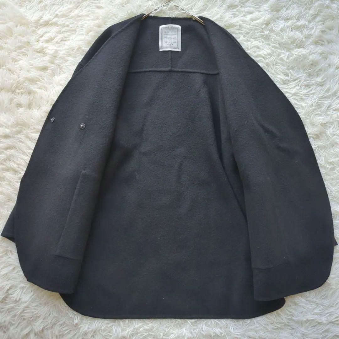 ビアズリー　ショートリバーコート　美品　ノーカラーコート　ウール　完売　アウター