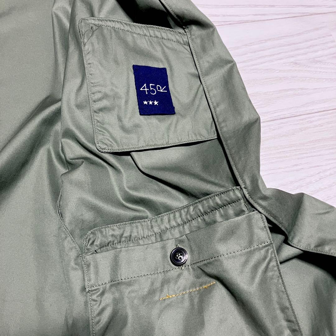 美品　45Rフォーティファイブアール　モッズステンカラーコート　カーキ　23SS