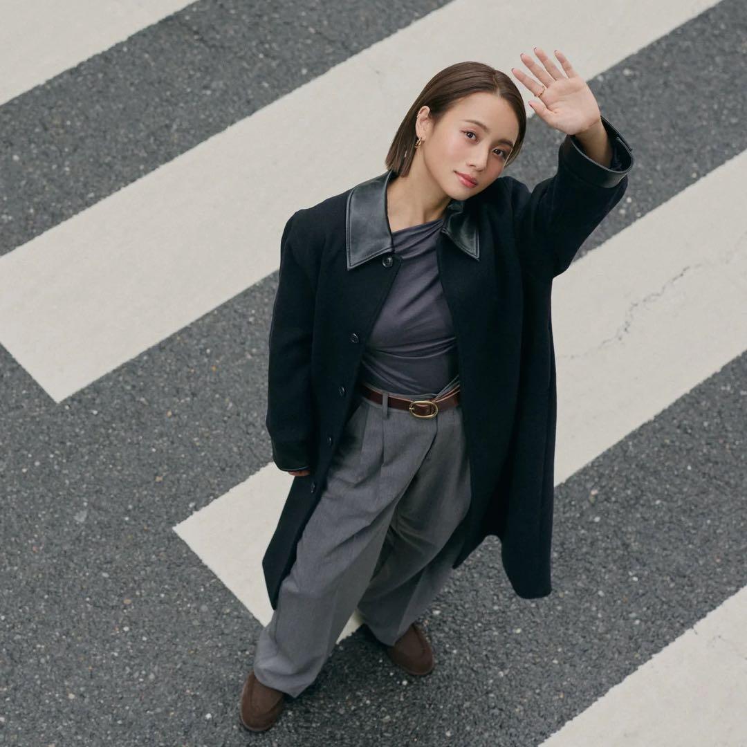 つ*ぇ様 Sea Room lynn レザーcollarウールコート　伊原葵コラ