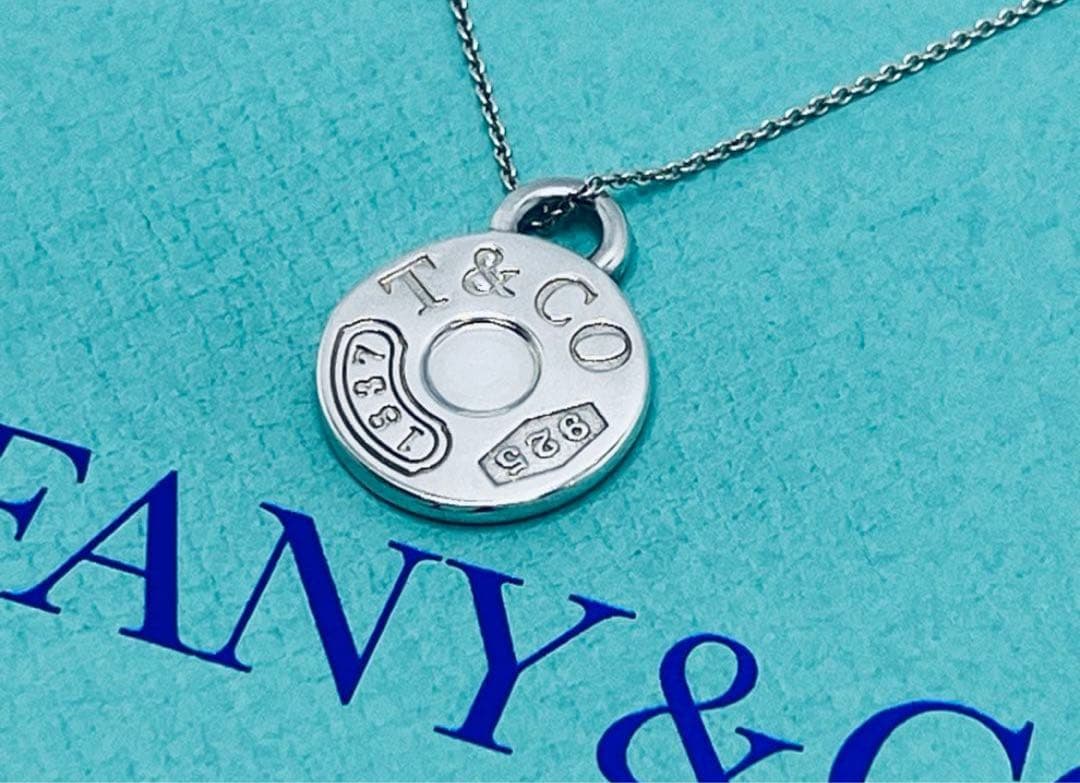 c778 美品　ティファニー　ラウンド　タグ　サークル　ネックレス　925