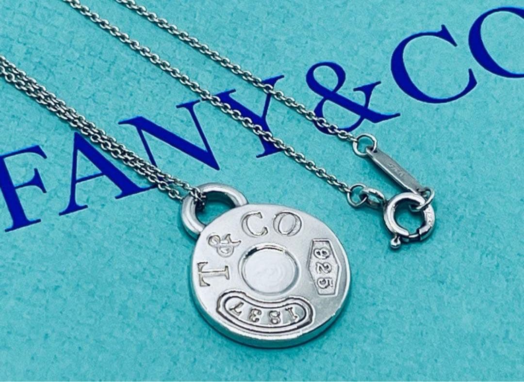 c778 美品　ティファニー　ラウンド　タグ　サークル　ネックレス　925