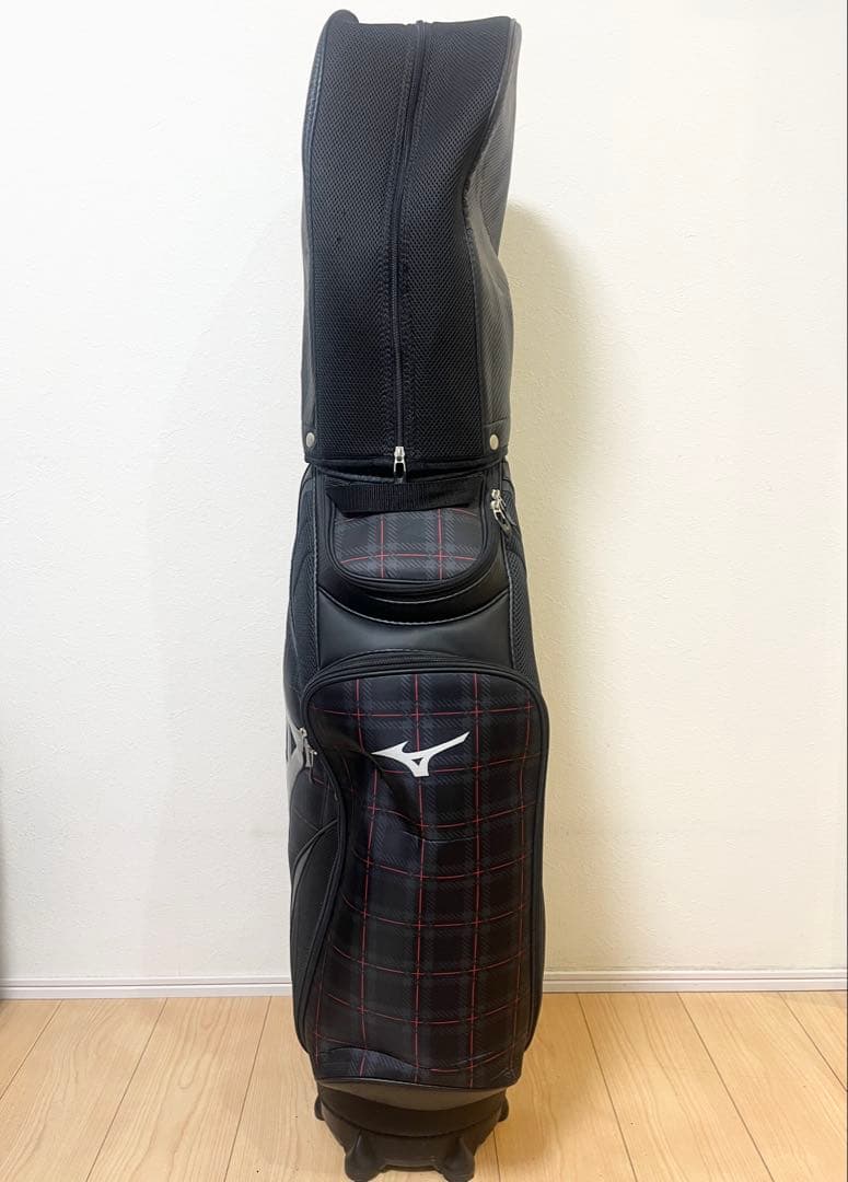 【極美品‼️】Mizuno キャディバッグ 黒　チェック柄　ミズノ　ゴルフ