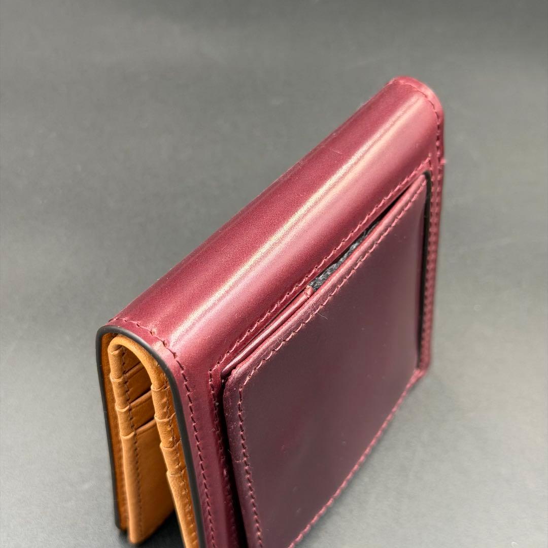 【未使用】ROCADO社製 ロカド シェルコードバン 二つ折り財布 ワインレッド