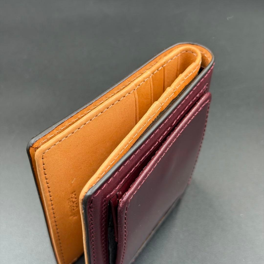 【未使用】ROCADO社製 ロカド シェルコードバン 二つ折り財布 ワインレッド