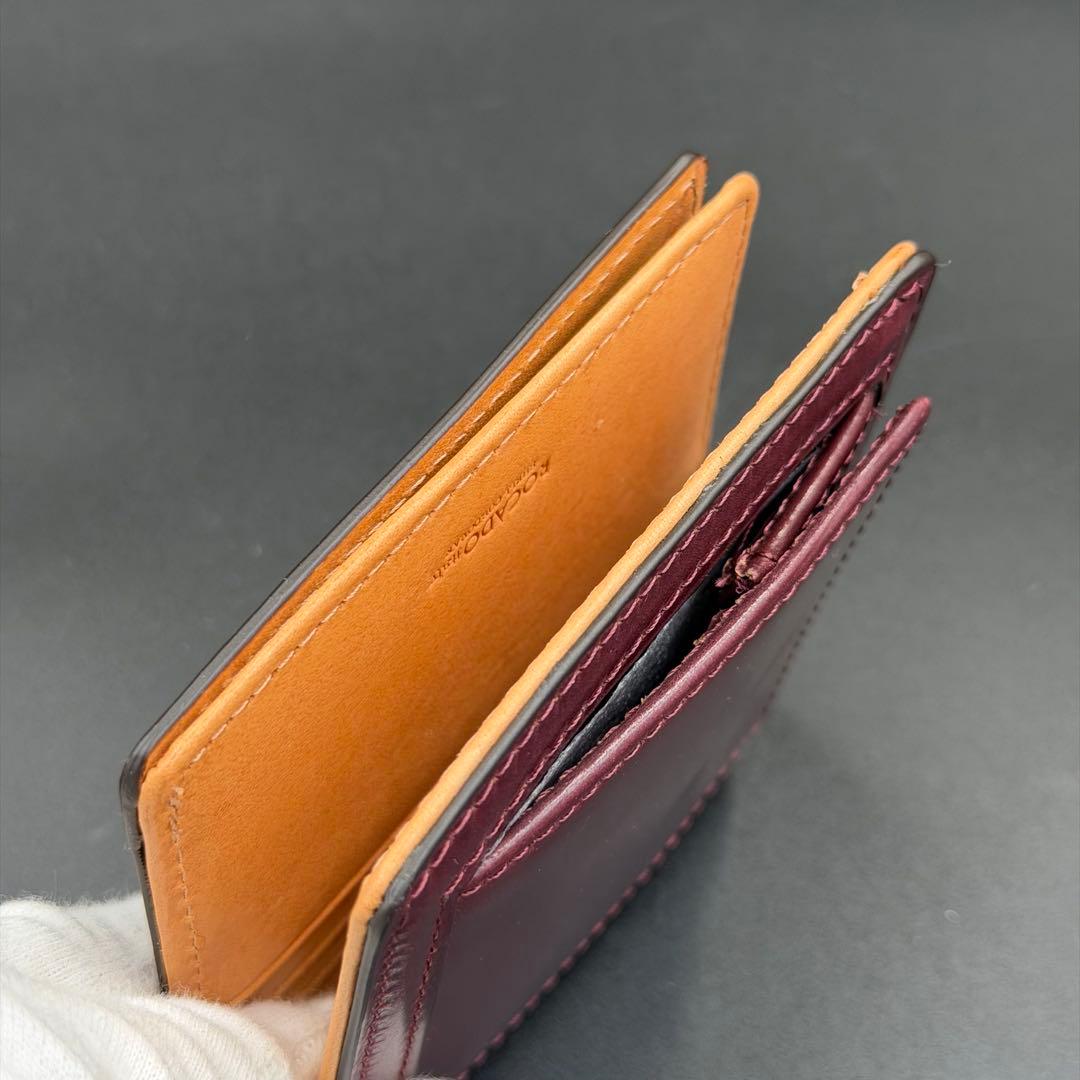 【未使用】ROCADO社製 ロカド シェルコードバン 二つ折り財布 ワインレッド