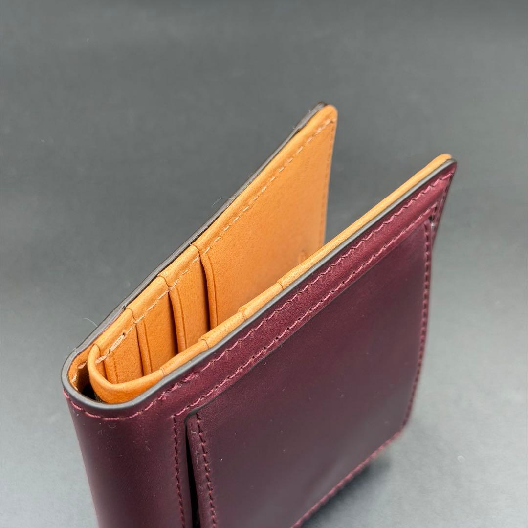 【未使用】ROCADO社製 ロカド シェルコードバン 二つ折り財布 ワインレッド