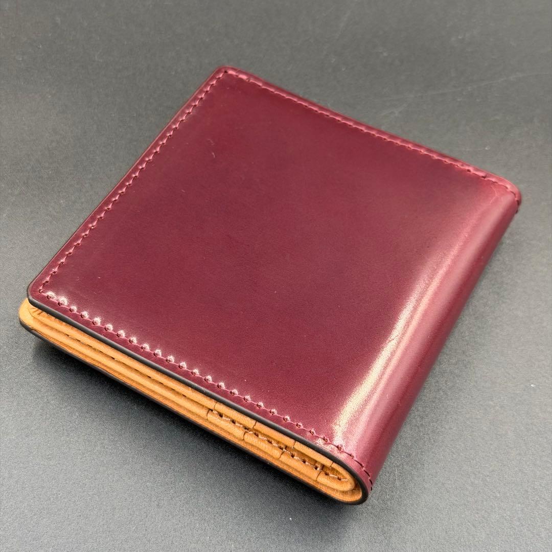 【未使用】ROCADO社製 ロカド シェルコードバン 二つ折り財布 ワインレッド