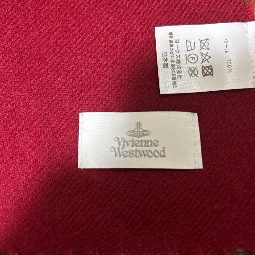 【新品未使用】Vivienne Westwood チェック柄マフラー 赤