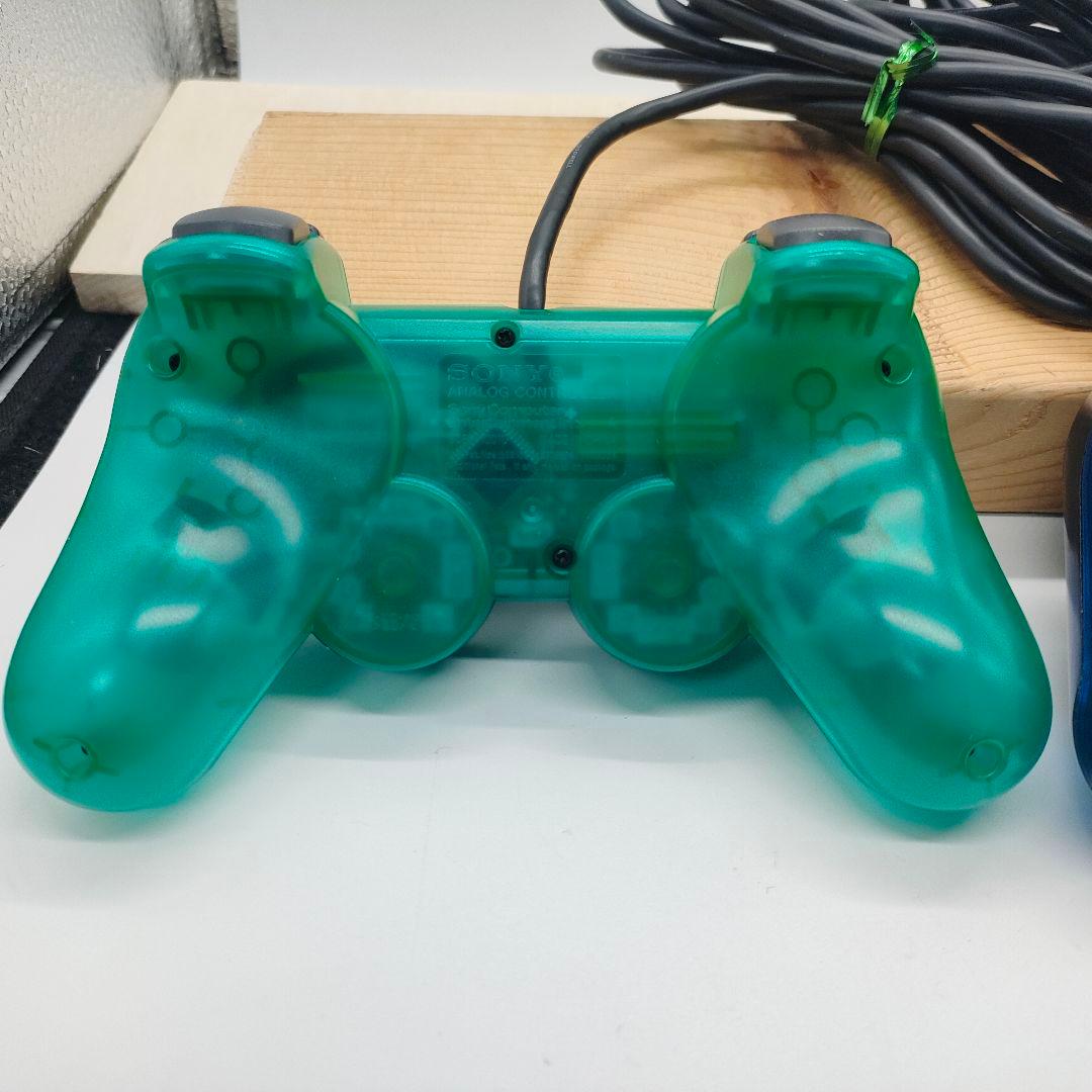 プレイステーション２ コントローラオーシャンブルー グリーン２個セット