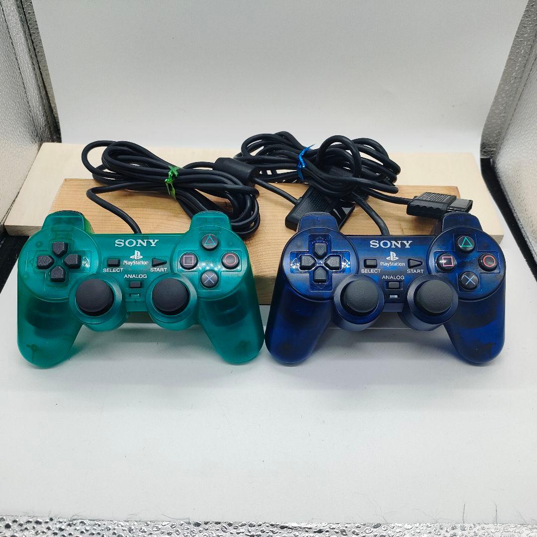 プレイステーション２ コントローラオーシャンブルー グリーン２個セット