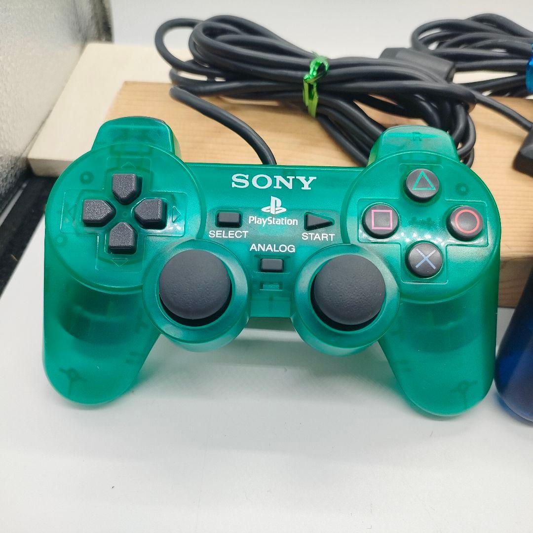 プレイステーション２ コントローラオーシャンブルー グリーン２個セット