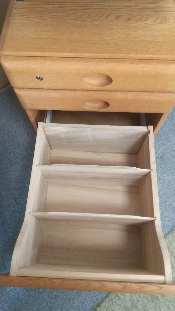 マルニ木工 学習机 袖机 天然木 昇降式ワゴン