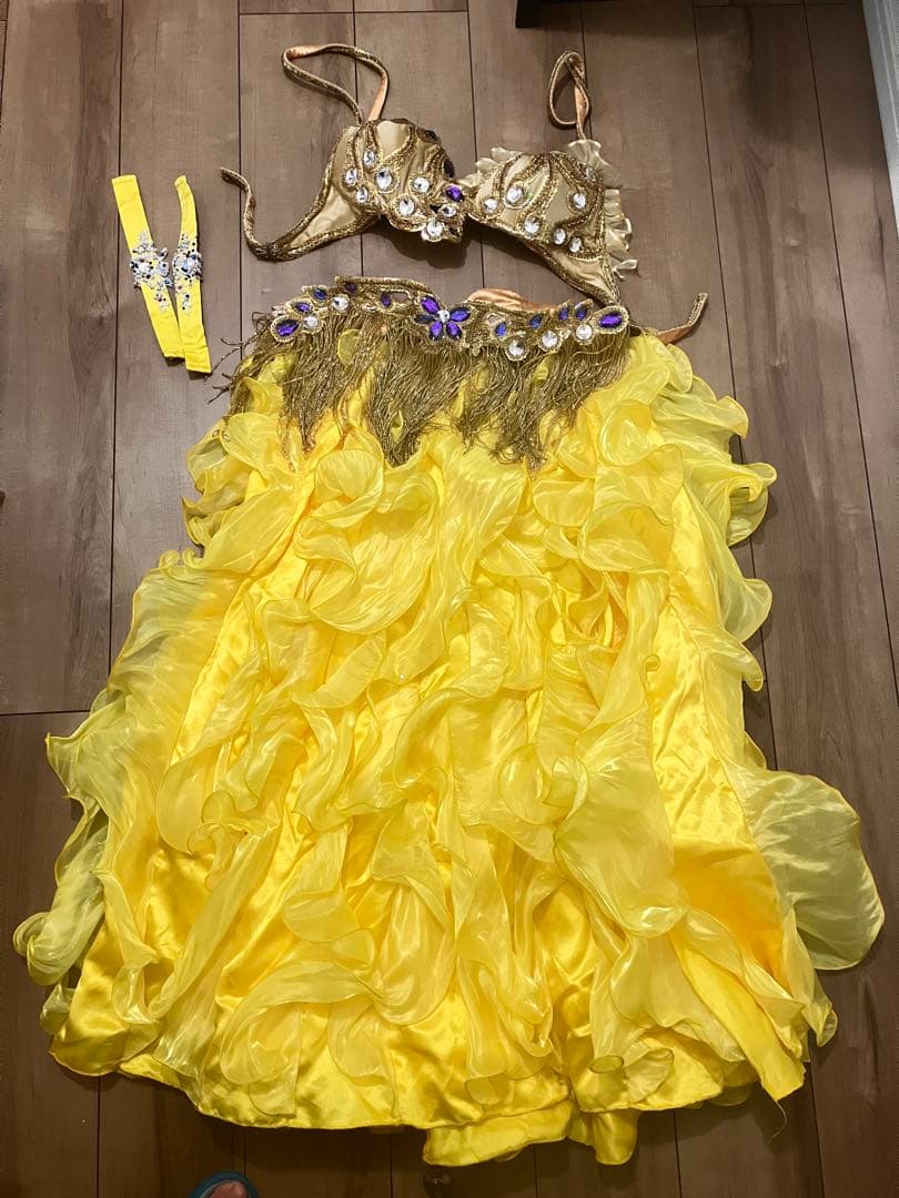ベリーダンスセットアップ イエロー フリル