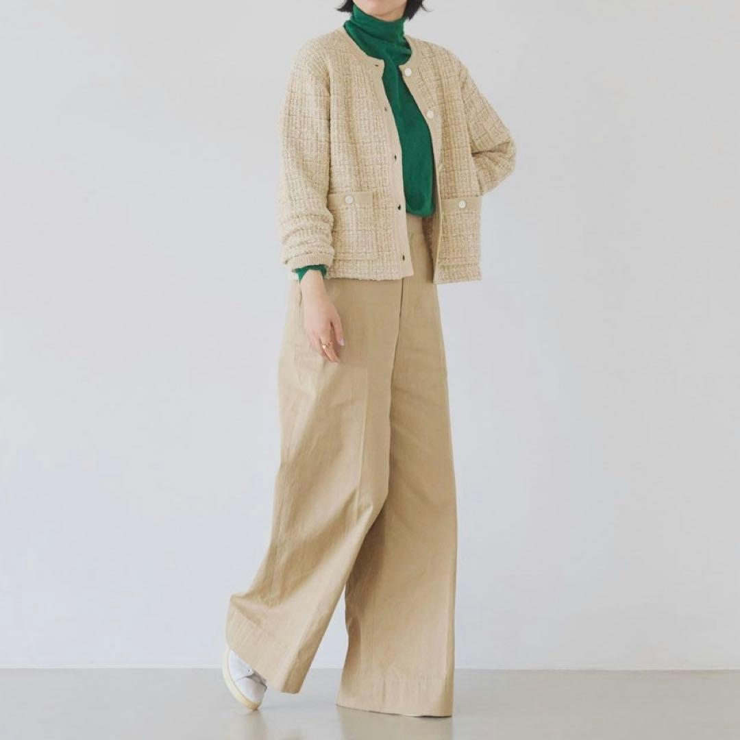 【新品未使用]北欧、暮らしの道具店　ツイード ニットジャケット　アイボリー