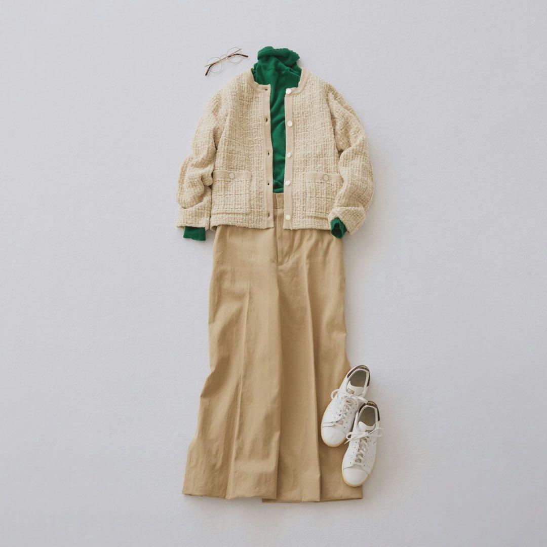 【新品未使用]北欧、暮らしの道具店　ツイード ニットジャケット　アイボリー