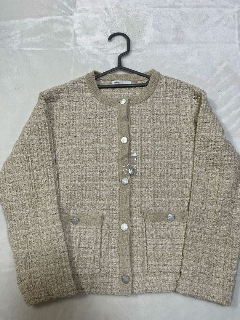 【新品未使用]北欧、暮らしの道具店　ツイード ニットジャケット　アイボリー
