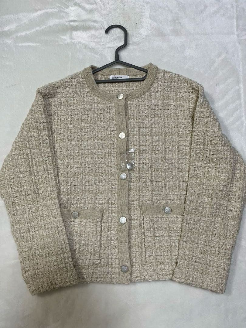 【新品未使用]北欧、暮らしの道具店　ツイード ニットジャケット　アイボリー