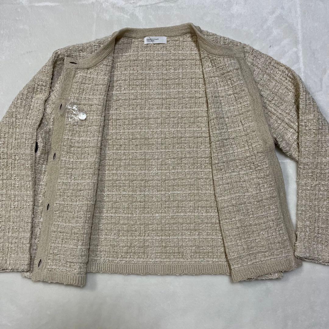 【新品未使用]北欧、暮らしの道具店　ツイード ニットジャケット　アイボリー