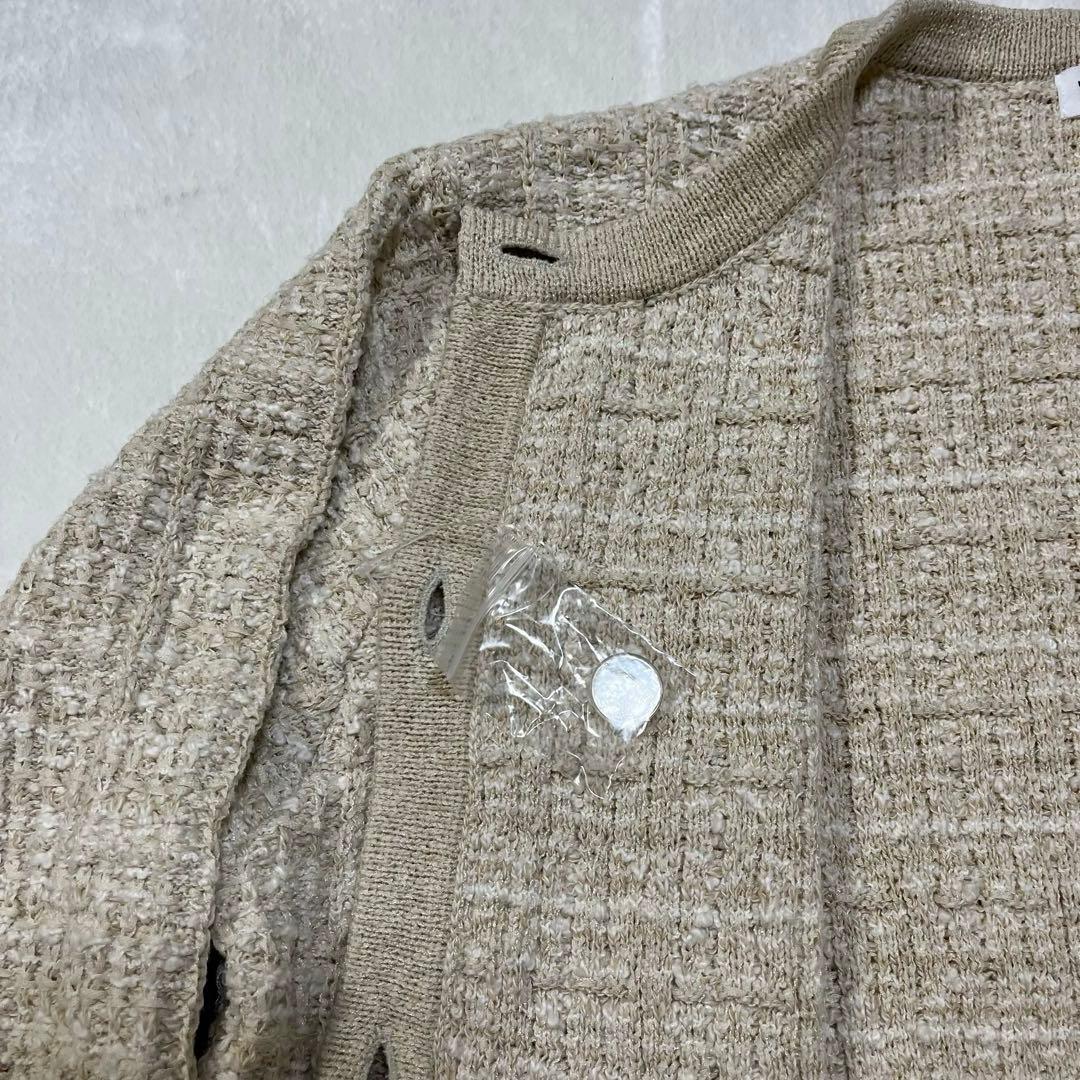【新品未使用]北欧、暮らしの道具店　ツイード ニットジャケット　アイボリー