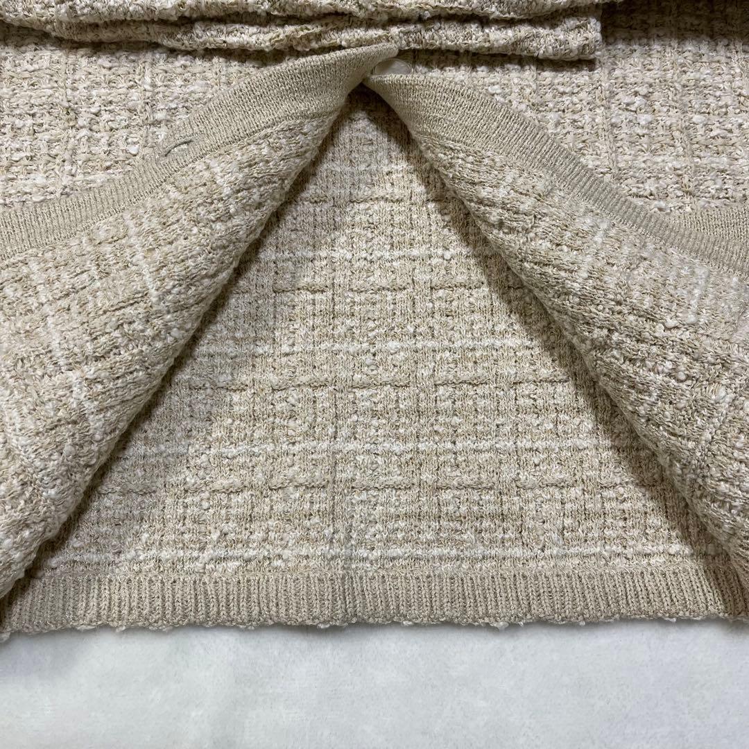 【新品未使用]北欧、暮らしの道具店　ツイード ニットジャケット　アイボリー