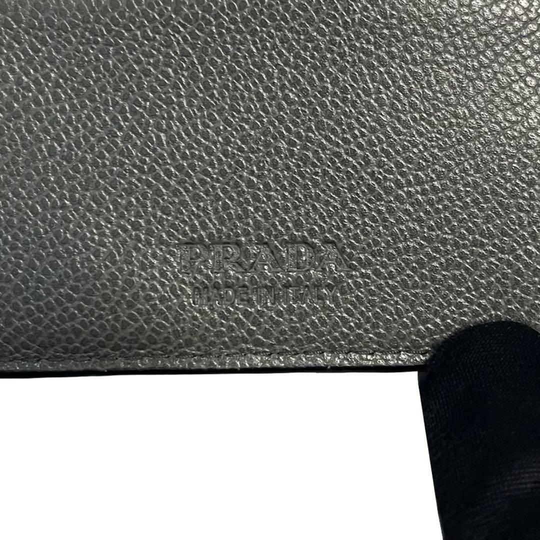 希少✨プラダ マネークリップ ヴィッテログレイン ロゴ金具 バイカラー 黒