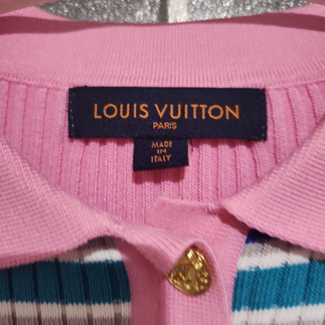 LOUIS VUITTON ピンク ストライプ ポロシャツ M
