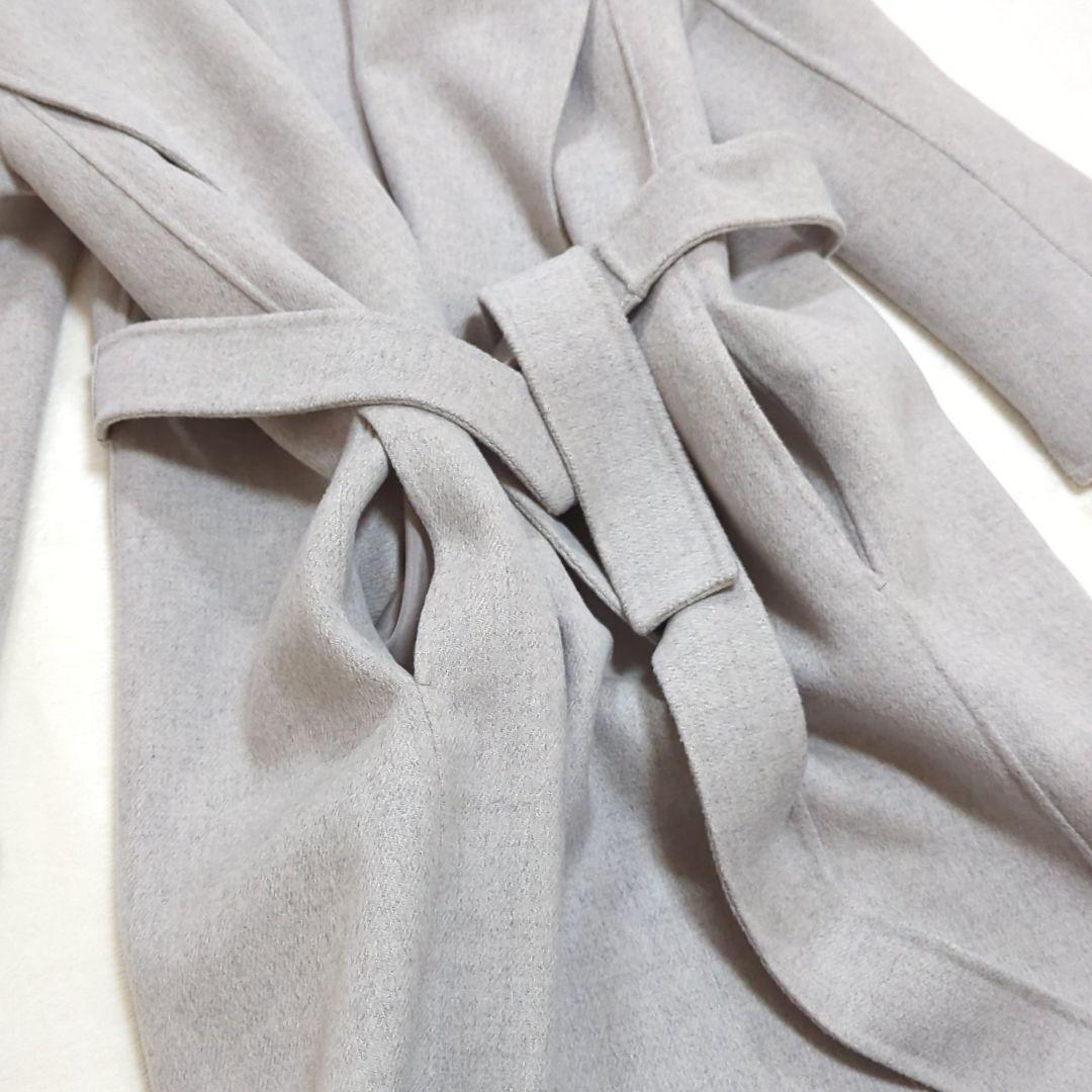 極美品 マックスマーラ 36 クチートアマーノ 女優襟 ベルテッドコート グレー