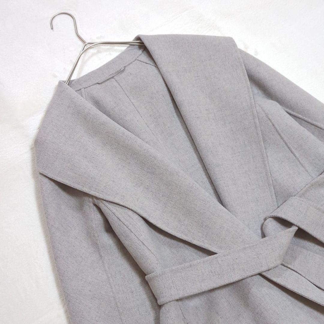 極美品 マックスマーラ 36 クチートアマーノ 女優襟 ベルテッドコート グレー