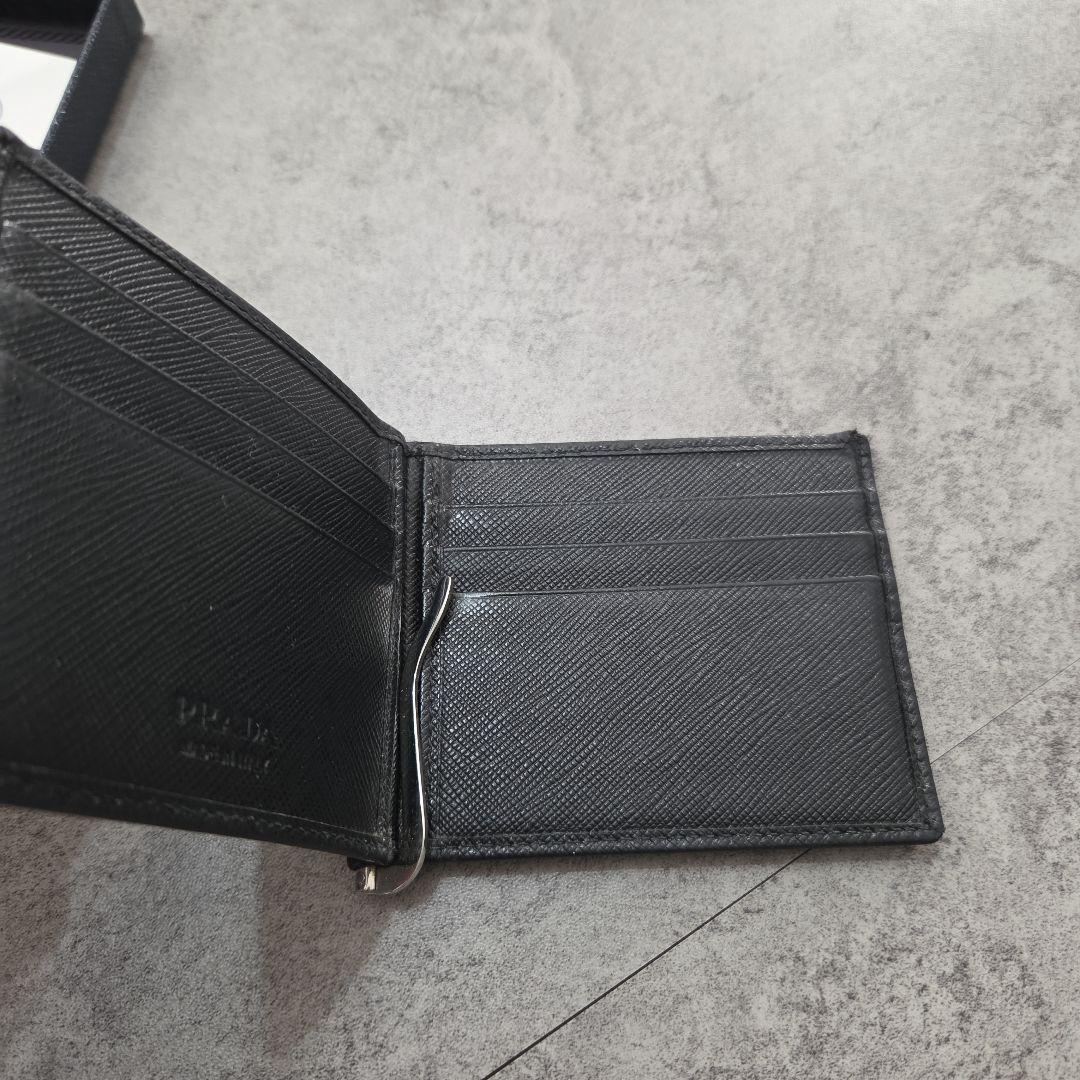 PRADA ブラックレザー マネークリップ