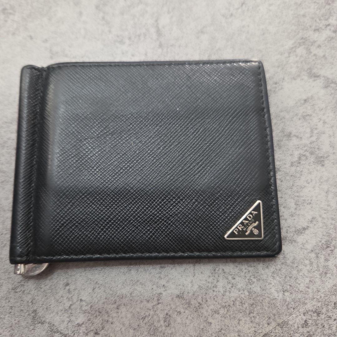 PRADA ブラックレザー マネークリップ