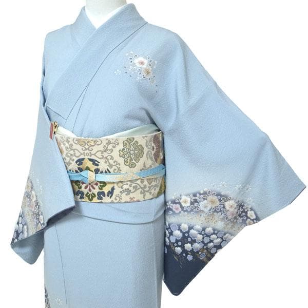 訪問着 着物 翠山工房 桐屋 辻が花 絞り 裄66.5 Ｌ 新古品 sn1909