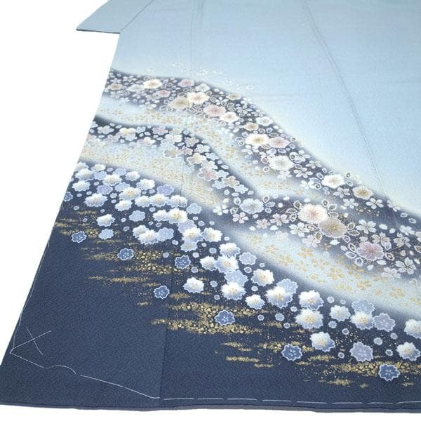 訪問着 着物 翠山工房 桐屋 辻が花 絞り 裄66.5 Ｌ 新古品 sn1909