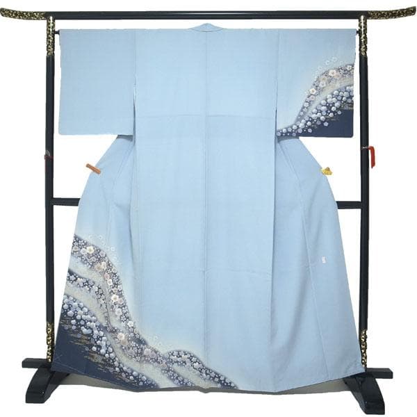 訪問着 着物 翠山工房 桐屋 辻が花 絞り 裄66.5 Ｌ 新古品 sn1909