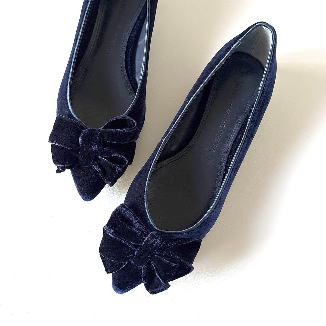 未使用　ツル By マリコオイカワ　ダブルリボン　フラットパンプス　37